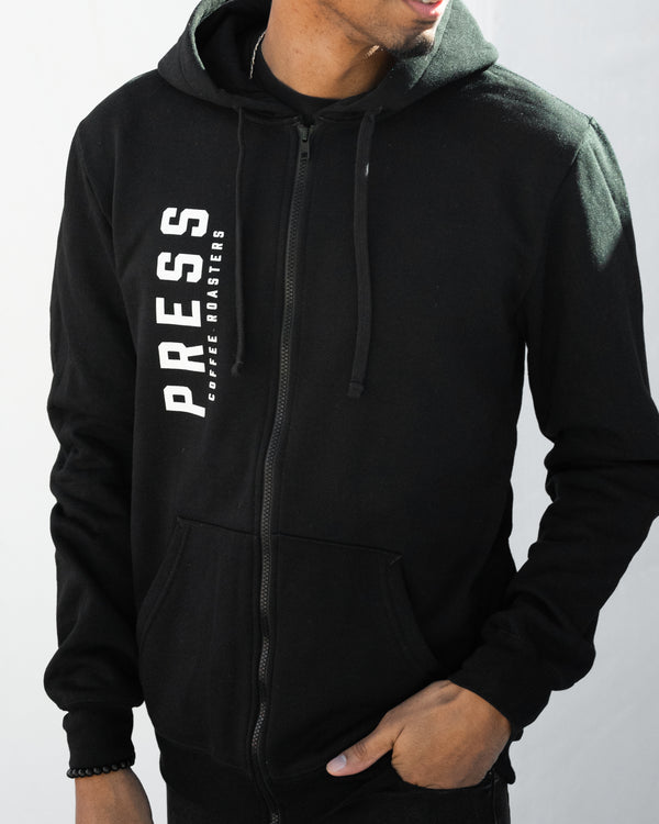 Press Coffee Zip Up Hoodie | Vertical Logo