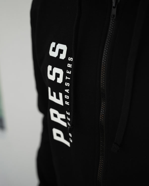 Press Coffee Zip Up Hoodie | Vertical Logo