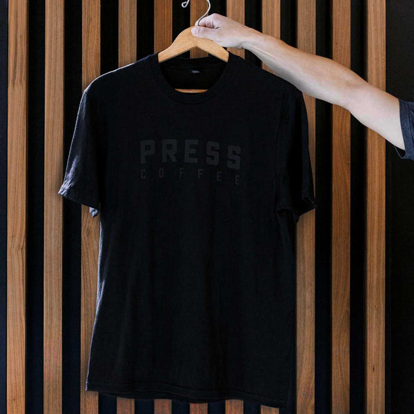 Black on Black Logo Tee | Press Coffee Roasters